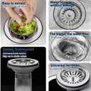 2pcs Kitchen Sink Drain Basket, 3 1/4 '' 304 Stainless Steel Drainage Filtration Basket with Handle for Kitchen Sink Strainer Replacement