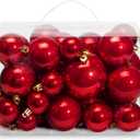 AMS 40ct Christmas Ball Plated Ornaments Tree Collection for Holiday Wedding Party Decoration(40ct Pearl, Red)