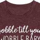MAIHUN Gobble Till You Wobble Shirt Women Thanksgiving Shirt Funny Turkey Shirts Thanksgiving Day Tee Tops (Small, Red)