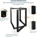Tecmojo 15U Wall Mount Server Rack, Open Frame Network Rack for 19" Computer/AV/Data/IT/Media Equipment, 24" Depth, 16" Apart Mounting Holes, Swing Gate, Square and Tapped Holes
