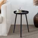 AOJEZOR Side Table: End Table for Any Room - Small Side Tables for Small Spaces All Matte Black with 3 Legged (13''Dia x 19.8''H)