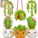MAGIMUSE Crochet Kit for Beginners, Crochet Starter Kits, Amigurumi Craft Knitting Crocheting Kits with Step-by-Step Video Tutorials, 6 Pack Hanging Potted Plants Family(40%+ Yarn