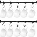 Mkono Mug Holder Wall Mounted Coffee Cup Rack Hanger Modern Metal with 10 Mug Hooks Rustic Utensil Tea Cups Storage Organizer for Kitchen Dining Room Coffee Bar, Set of 2, Black (Medium)