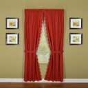 Today's Curtain, Orleans Scallop Curtain, Brick Red 72" Panel Pair and Tieback,4-Piece-Set, 60" W x 72" L, Brick Red