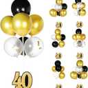 Leyndo 6 Set 40th Birthday Party Decorations Balloon Centerpieces for Table, Black Gold Confetti Balloon Stand Kit for Men Women, 40 Years Birthday Anniversary Table Decorations Suppiles