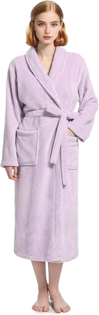Eonkasp Plush Soft Robes for Women, Premium Fleece Womens Robe Cozy Warm Bathrobe (Small-Medium, Lavender)