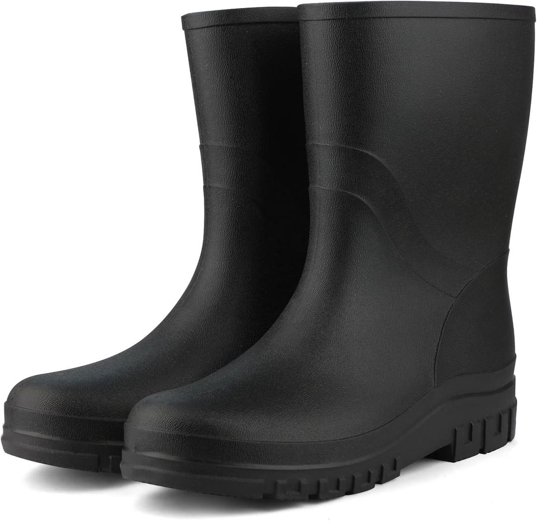 DaeRainy Women Waterproof Rain Boots Mid-Height PVC Rubber Boots Garden Shoes for Outdoor, size 6.5