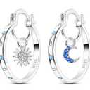 Parmuz 925 Sterling Silver Earrings Hoops for Women Ladies Simple Lightweight Twisted Medium Hoop Earrings With Cubic Zirconia Hypoallergenic Jewelry for Her