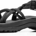 DREAM PAIRS Women's Walking Sandals With Arch Support Elastic Strap Summer Sport Athletic Casual Hiking Outdoor Sandal (Black, 8)