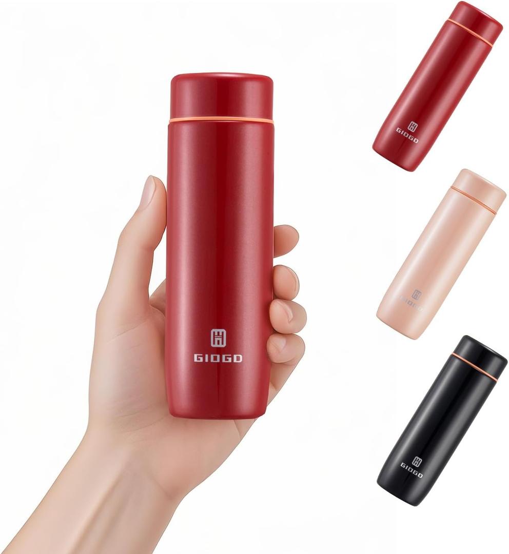 Small Thermo Bottle Slim Mini Vacuum Insulated Water Bottle 285ml/9.6oz Water Flask Stainless Steel Thermal Water Bottles Thermo for Hot and Cold Drinks Perfect for Purse or Kids Lunch Bag(Red)