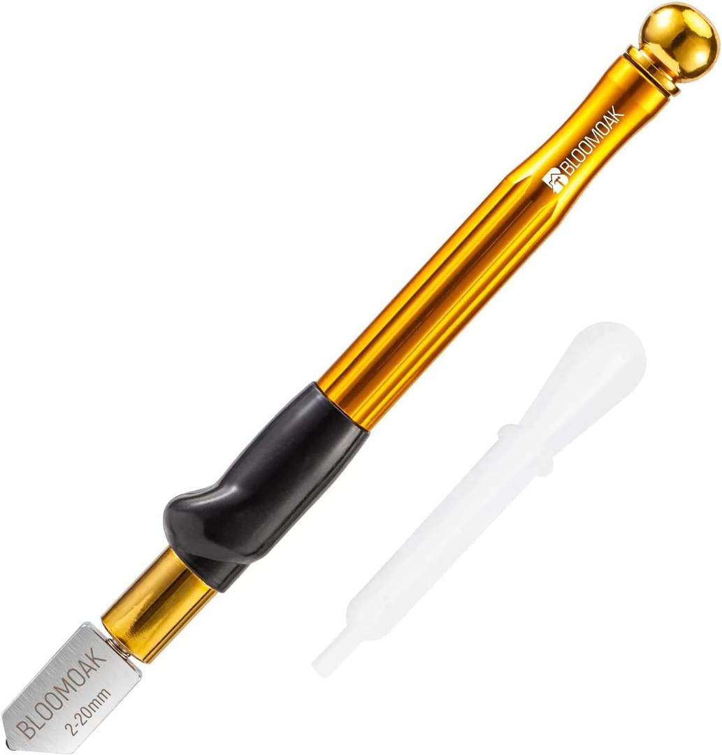 Professional Carbide Tungsten Alloy Handle Glass Cutter Tool with Range 2-20mm Professional Cutter for Thick Glass Mosaic and Tiles - Pencil Shape & Design (Glass Cutter) (Regular)