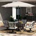JEAREY 6.5x10 ft Rectangular Patio Umbrellas Rectangle Outdoor Umbrella with Push Button Tilt and Crank, Market Table Umbrella 6 Sturdy Ribs UV Protection for Poolside Garden Backyard Deck, Cream White