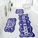 Navy Blue Bathroom Decor Bath Runner Rugs 19" x 59" + 31" x 20" + 20" x 24" You Look Good Mats, 3 Piece Soft Non Slip Shower Mat Cool Bath Rug Carpet Washable Bathmat for Floor