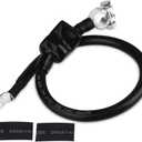 WATERWICH Negative Battery Cable Wire 2 AWG 2-Gauge 20 Inches with 2 hot melt adhesives Pure Copper Perfect Connection for Ship Boat Small Yacht RV Camper Truck Car Vehicle