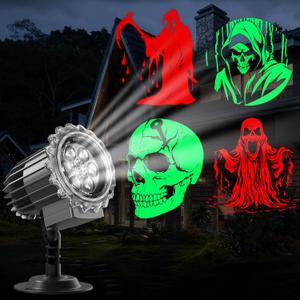 Halloween Projector Lights Outdoor, 3D Skull Ghost Halloween Decorations Outdoor Projector Lights for Indoor Window Wall Halloweens Decor