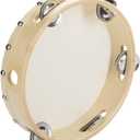 Tosnail 8" Wood Handheld Tambourine - Single Row 5 Pairs Jingles
