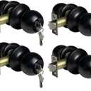 BESTTEN 4 Pack Door Knob with Lock and Key, Keyed Different Entry Door Knob, for Entrance and Front Door, Matte Black