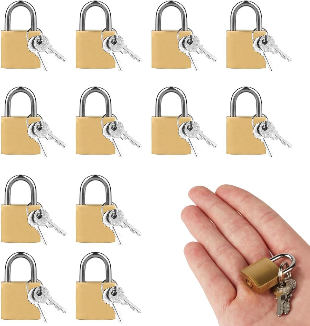 12 Pcs Suitcase Locks with Keys, Lockers Locks with Different Keys for Toolbox, Mini Keyed Padlocks for Suitcase, Small Keyed Padlocks with KeysBackpack, Boxes, Travel Bags, Locker