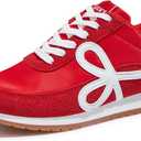 LUCKY STEP Women's Fashion Sneakers Trendy Stylish Low Top Classic Retro Casual Ladies Comfortable Running Walking Shoes (10, Red)