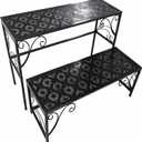 2 Tier Metal Plant Stand, Ladder Flower Pot Holder Plant Stands, Stackable Heavy Duty Tall Plant Shelf Flower Pot Holder for Patio Garden Corner Balcony Living Room (2 Tier H24.4 In-Black)