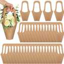 Gilprop 100 Packs Kraft Paper Flowers Gift Bags with Handle Flowers Bouquet Holder for Wedding, Valentines Day Decoration, Florist Shop (Small,Brown)