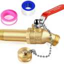Boltigen Full Port Water Heater Drain Valve, 3/4NPT Inlet x 3/4GHT Outlet Lead-Free Brass High Flow Hot Water Heater Tank Drain Valve with 3inch Shank, 180 Degree Handle (3 inch shank)