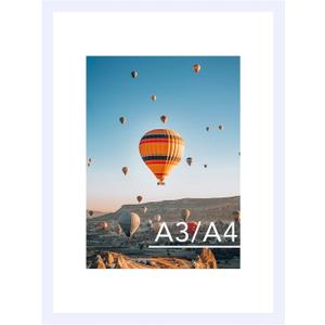 3 x JCJMY 11.7x16.5 A3 Picture Frame White with 8.3x11.7 A4 Mat, Display Photo 8.3x11.7 with Mat or 11.7 x 16.5 Without Mat, Wall Hanging Large Frame with Plexiglass, White