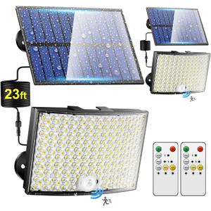 Solar Flood Lights Outdoor, [268LED/7M/5 MODES/2PCS]Solar Motion Lights Outdoor Waterproof, REMOTE+IP65+ 8-12H USE Luces Solares para Exteriores Lmparas Solares para Exteriores, Yard, Doorway,Garage