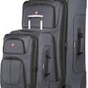 SwissGear Sion Softside Expandable Luggage with Spinner Wheels, Dark Grey, 2-Piece Set (21/25)