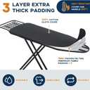 Ironing Board Full Size, RAINHOL 54"x13" Heavy Duty Compact Ironing Board with Iron Rest, Heat Resistant Cover with Ultra Thick Padding, Height Adjustable Sturdy Iron Stand, Black