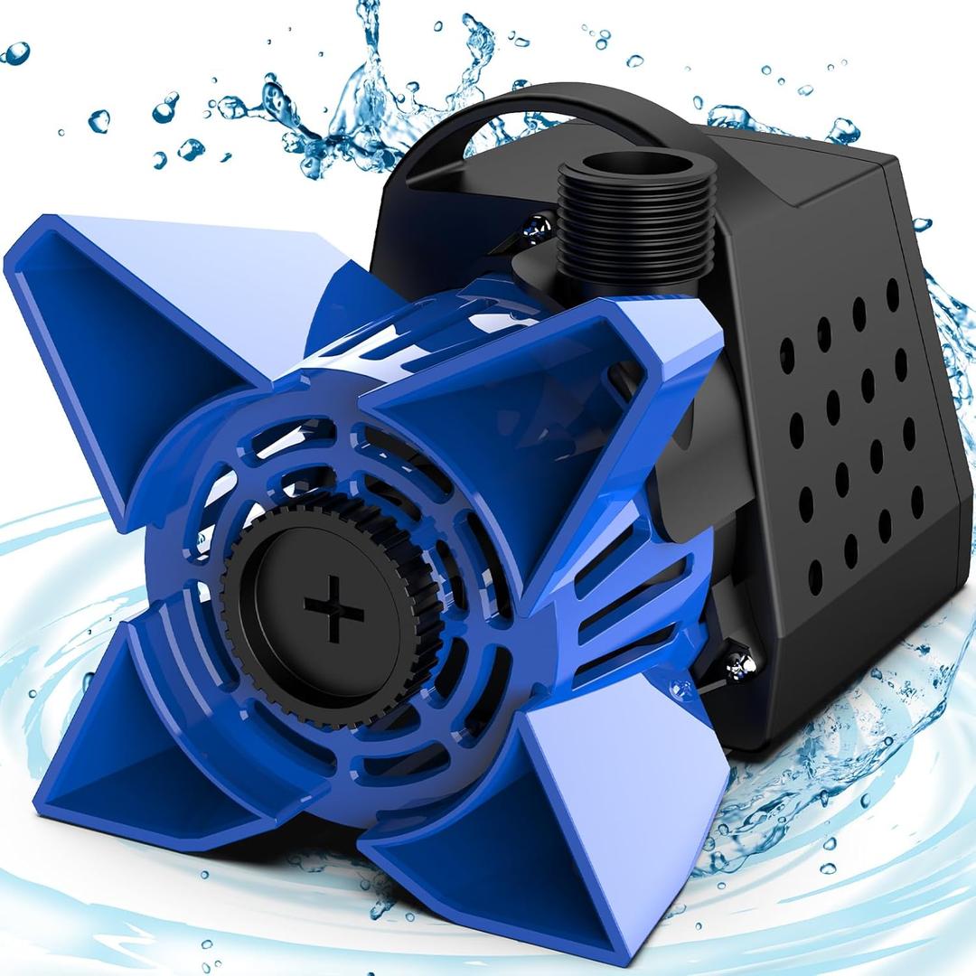 3200GPH Pond Pump, 200W Submersible Water Pump with 33FT Power Cord & Barrier Bag, 2 Hose Adapters, 20FT. Lift Height for Garden Ponds, Fountains, Waterfalls, Water Circulation (Bule)