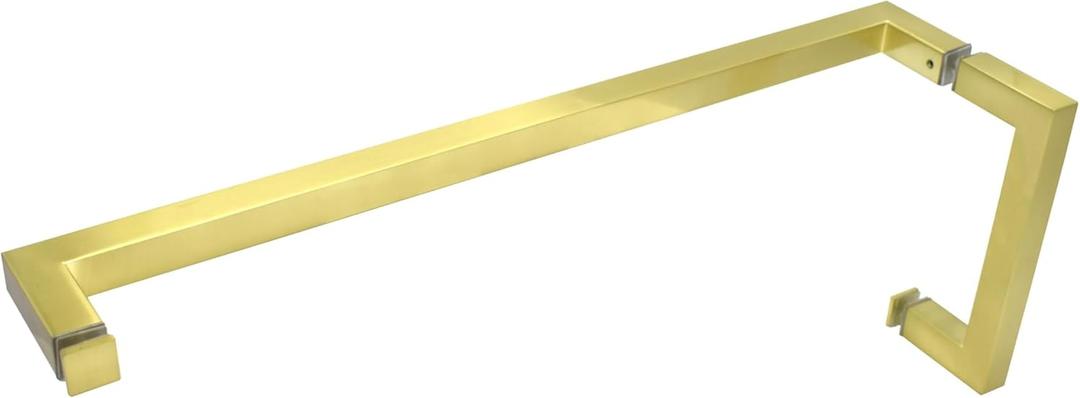 18"x 6" Towel Bar Square Shower Door Handle Combination - Satin Brass Square Handle for 1/4 to 1/2 Frameless Glass Shower Doors | Modern Luxury Bathroom Accessories