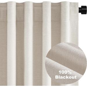 Cream Ivory 70 Inch Wide Curtains 92 Inches Long for Living Room Light Filtering Non See Through Farmhouse Pleated Curtain Hooks Rings for Patio Sliding Door Dining Room Large Window 1 Panel 70x92