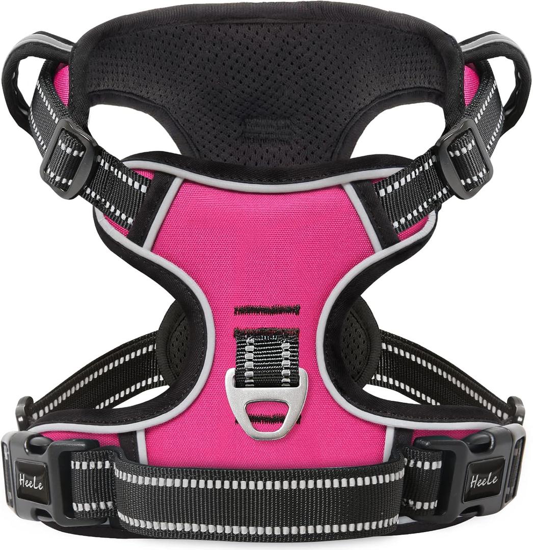 HEELE Dog Harness, No Pull Adjustable Padded Reflective Harness for  Medium Dogs with Handle for Walking Training, Rose, M
