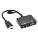 JSER HDMI to VGA & HDMI Female Splitter with Audio Video Cable Converter Adapter for HDTV PC Monitor