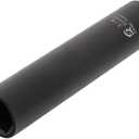 SUNEX TOOLS 224XD, 1/2 Inch Drive, 3/4 Inch Extra Long Deep, Impact Socket, Cr-Mo Alloy Steel, Radius Corner Design, Dual Size Markings