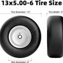 RONPOW 13x5.00-6 Flat Free Lawn Mower Tire and Wheel, 13x5x6 Solid Front Tires for Zero Turn Mower, 500Lbs Load, 3/4", 5/8" and 1/2" Bearings, 4.33"-6.73" Hub for Residential Commercial, 2Pack Gray