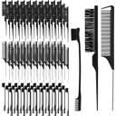 Youyole 90 pcs Hair Styling Set:30 Teasing Brushes, 30 Rat Tail Combs, 30 Edge Brushes for Women, Babies, and Kids(Black)