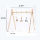 Foldable Wooden Baby Play Gym with 4 Sensory Hanging Toys, Montessori Infant Activity Frame for 0-12 Months | Solid pine safe gym with 4 sensory teething toys, foldable stable frame, boho nursery decor & perfect baby shower gift