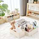 Criusia Drawer Organizer Clothes, 14 Pack Dresser Organizer for Baby Clothes, Underwear, Sock- Foldable Closet Organization and Storage Dividers Bins for Nursery, Bedroom and Dorm (Beige)