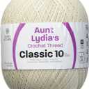 Aunt Lydia Crochet Cotton Jumbo Natural 1 Pack of Crochet - Cotton - Size 10-2730 Yards - Knitting/Crochet