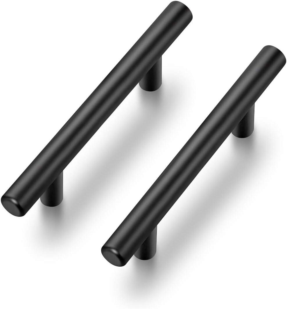 Ravinte 30 Pack | 5 Inch Cabinet Pulls Matte Black Stainless Steel Kitchen Drawer Pulls Cabinet Handles 5 InchLength, 3 Inch Hole Center (Black)