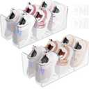 Acrylic Kids Shoe Rack Organizer 3-Section, Toddler Shoe Organizer for Closet, 2 Pack Baby Shoe Storage Shelf, Purse Rack Organizer