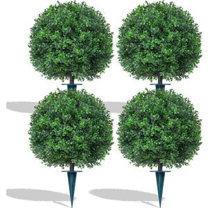 4Pcs Artificial Boxwood Topiary Ball Trees,Faux Boxwood Shrubs
