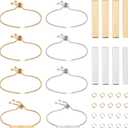 UNICRAFTALE 2 Colors 8Set Engravable Bracelets DIY Kit Including Rectangle Engravable Blank Tags Links Connectors 24cm 304 Stainless Steel Slider Bracelet 4mm Open Jump Rings for Bracelets Making