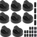 8 Pack Control Knobs with 24 Adapters, Replacement for Multiple Models Oven Stove and Range, Black Stove Knobs Replacement Set