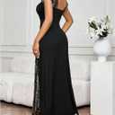 Women's Elegant Sequin Ruched Maxi Dress Formal Glitter Square Neck Mesh Evening Party Cocktail Dresses (Black, S)