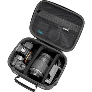 RAIACE Hard Case Compatible with Sony Alpha 7 II III IV/7R V Camera, for Nikon, for Canon, for Pentax and More. Mesh Pocket for Charger, Cables, Cards and Accessories. (case only) - Black