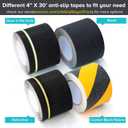LifeGrip Anti Slip Traction Tape with Reflective Stripe, 4 Inch x 30 Foot, Best Grip Tape Grit Non Slip, Outdoor Non Skid Treads, High Traction Friction Abrasive Adhesive for Stairs Step, Black