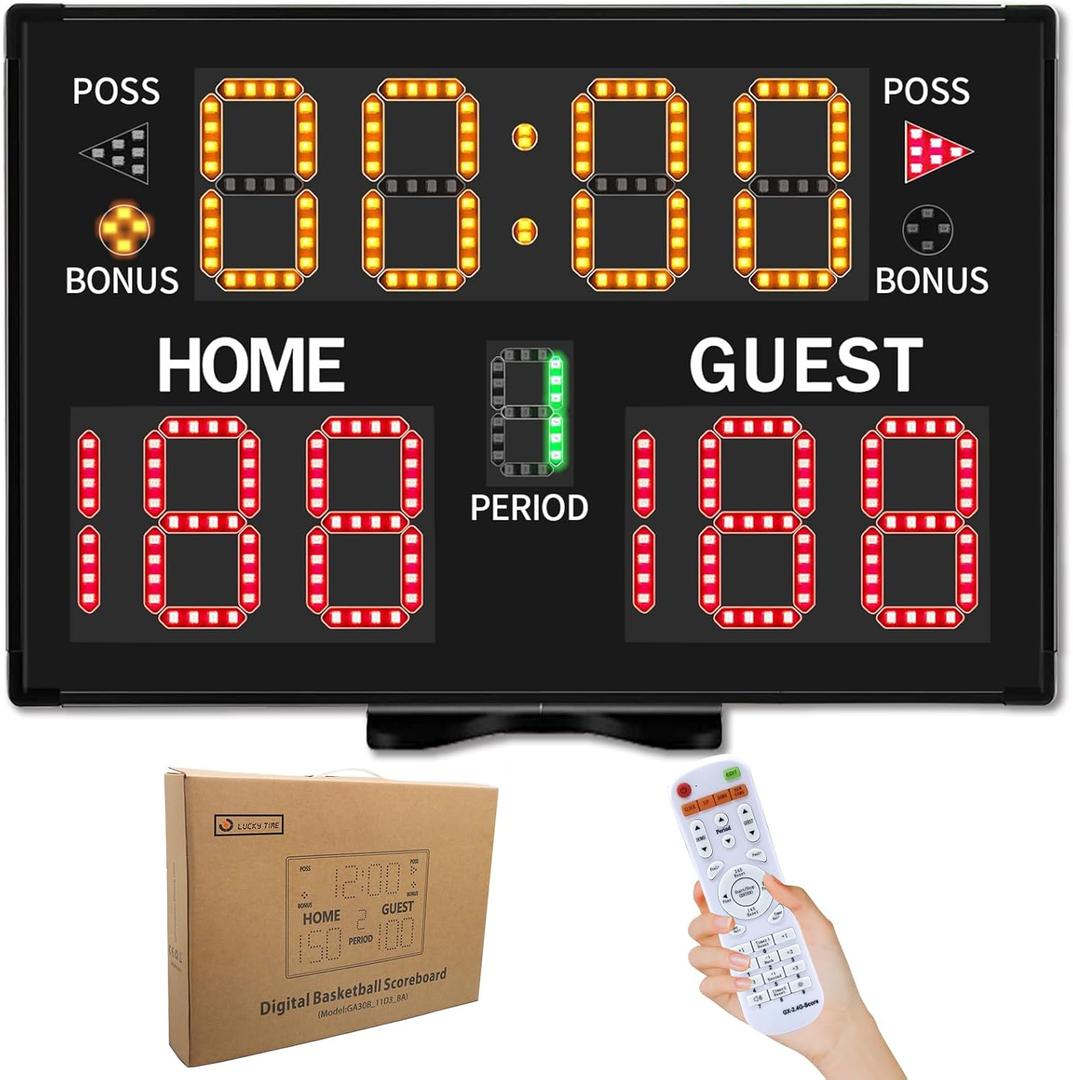 Electronic Basketball Scoreboard with Buzzer, Digital Scoreboard with Remote,Portable Score Keeper Battery Powered Score Board for Sports Games